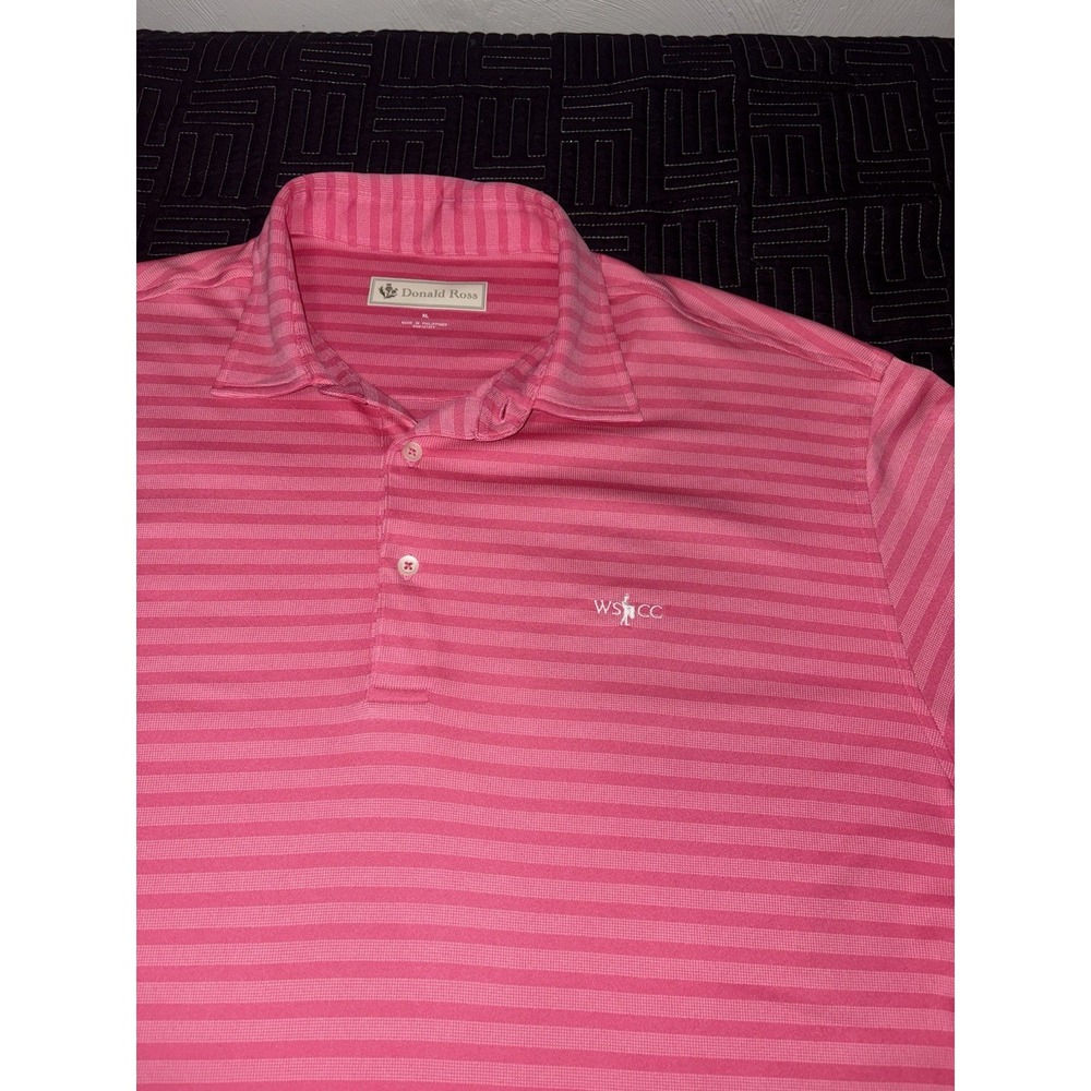 Donald Ross Westshore Country Club Men's‎ XL Golf Polo Pink Horizontal Stripes
